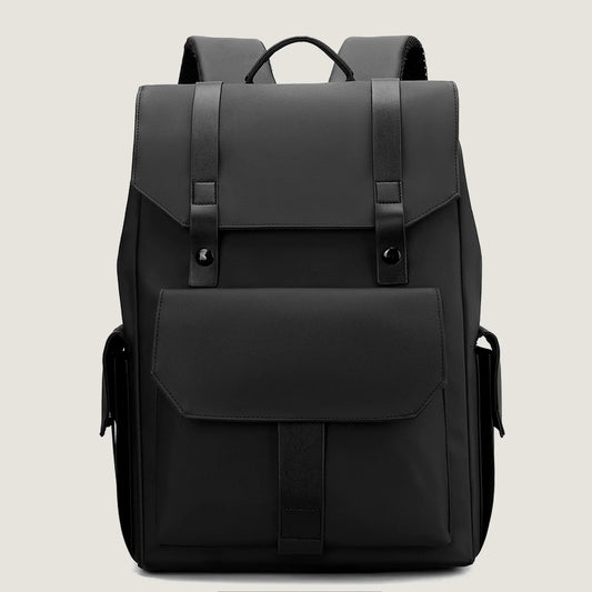 Front view of the black DRAEN backpack on a plain background